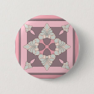 Symmetrische Pastel Bloemtegeltjes Ontwerp Ronde Button 5,7 Cm