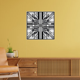Symmetrische rastergeometrie – zwart-wit Abstract Poster