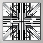 Symmetrische rastergeometrie – zwart-wit Abstract  Poster (Voorkant)