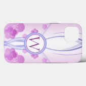 Symmetrische roze kersenbloesems op maat monogram Case-Mate iPhone case (Achterkant (horizontaal))
