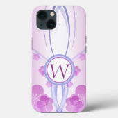 Symmetrische roze kersenbloesems op maat monogram Case-Mate iPhone case (Achterkant)