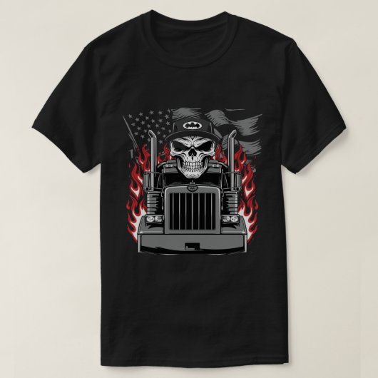 Symmetrische schedel en vrachtwagen met grijswaard t-shirt (Design voorkant)