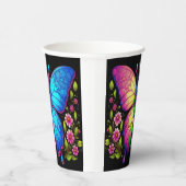 Symmetrische schoonheid: roze en blauwe vlinder papieren bekers (Rechts)