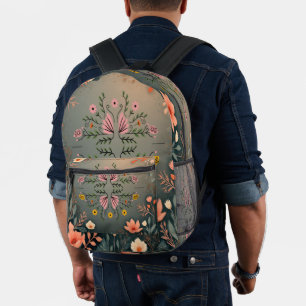 Symmetrische volksbotanische illustratie bedrukte rugzak