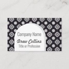 Symmetrische witte bloem patroon op Black Arch Visitekaartje