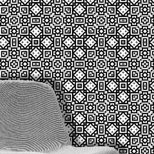 Symmetrische zwart-witte geometrische motieven behang