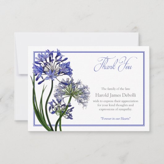 Sympathie Agapanthus Begrafenis Dank u kaart (Voorkant)
