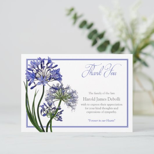 Sympathie Agapanthus Begrafenis Dank u kaart (Staand voorkant)