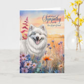 Sympathie Amerikaanse Eskimo Hond Wildflower Meado Kaart (Gele Bloem)