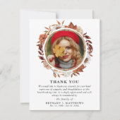 Sympathie Autumn Herfst Wreath Funeral Photo Bedankkaart (Voorkant)