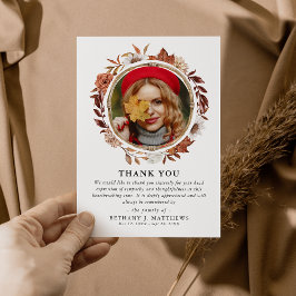 Sympathie Autumn Herfst Wreath Funeral Photo Bedankkaart