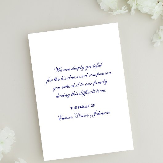 Sympathie Bedankt 3.5 x 5 in Flat Kaart Navy Blue