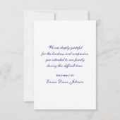 Sympathie Bedankt 3.5 x 5 in Flat Kaart Navy Blue (Achterkant)