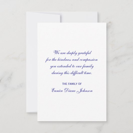 Sympathie Bedankt 3.5 x 5 in Flat Kaart Navy Blue (Achterkant)