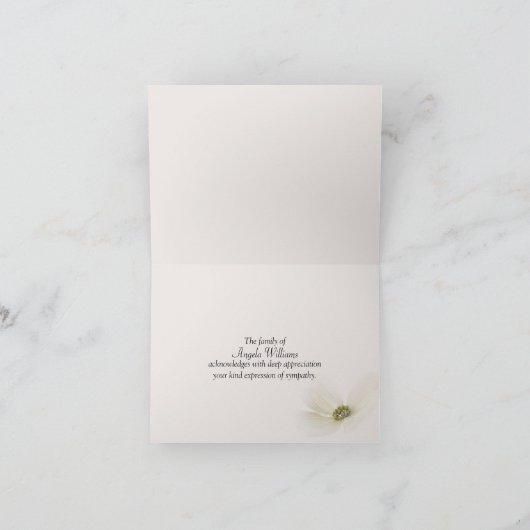 Sympathie Bedankt Bloeiende Dogwood Kaart (Binnen)