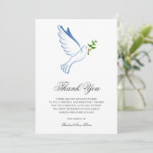Sympathie bedankt Funeral Dove Bereavement Kaart (Staand voorkant)