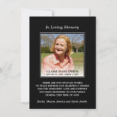 Sympathie bedankt jullie Memorial Funeral PHOTO (Achterkant)