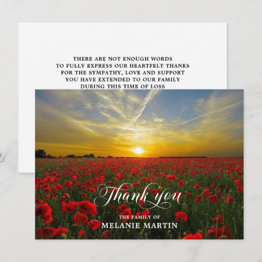 Sympathie bedankt jullie Memorial Sunset Poppies F (Voorkant / Achterkant)