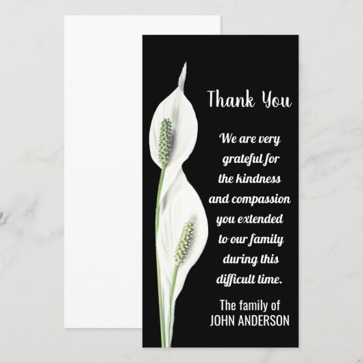 Sympathie Bedankt Memorial White Lily Flower Kaart (Voorkant / Achterkant)