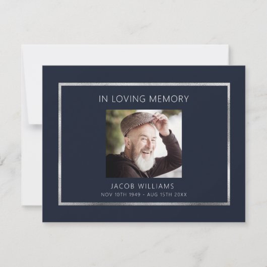 Sympathie begrafenis blauw zilveren foto dank u ka (Voorkant)