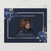 Sympathie begrafenis blauwe bloemenfoto bedankje (Voorkant)