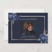 Sympathie begrafenis blauwe bloemenfoto bedankje (Voorkant)