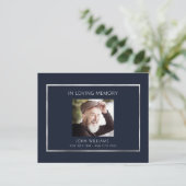 Sympathie begrafenis blauwe foto dank u kaart (Staand voorkant)