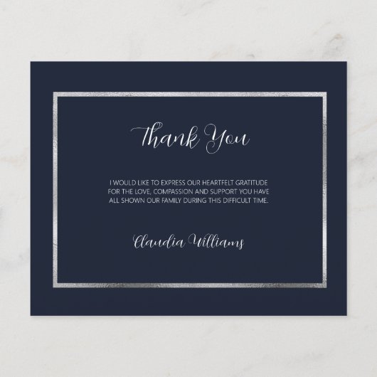 Sympathie begrafenis blauwe foto dank u kaart (Achterkant)