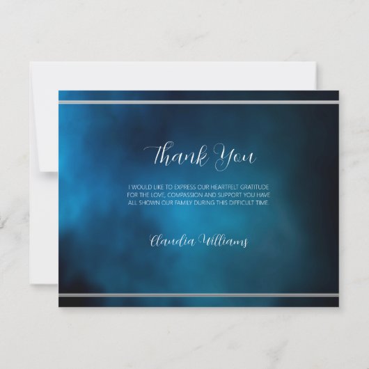 Sympathie begrafenis blauwe lucht foto dank u kaar (Achterkant)