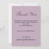 Sympathie Begrafenis Lila Vintage Bloemen Dank u Bedankkaart (Achterkant)