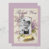 Sympathie Begrafenis Lila Vintage Bloemen Dank u Bedankkaart (Voorkant / Achterkant)