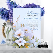 Sympathie Begrafenis Witte Wildbloemen Blauw Dank Kaart