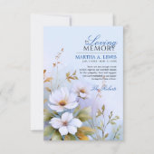 Sympathie Begrafenis Witte Wildbloemen Blauw Dank Kaart (Voorkant)