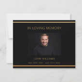 Sympathie begrafenis zwart goud foto dank u kaart (Voorkant)