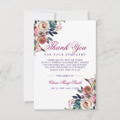 Sympathie Bereavement Burgundy Floral Funeral Bedankkaart (Voorkant)