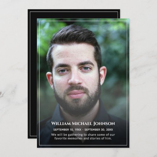 Sympathie Bereavement Custom Photo Funeral Memoria Kaart (Voorkant / Achterkant)