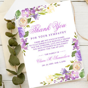 Sympathie Bereavement Waterverf Floral Funeral Bedankkaart