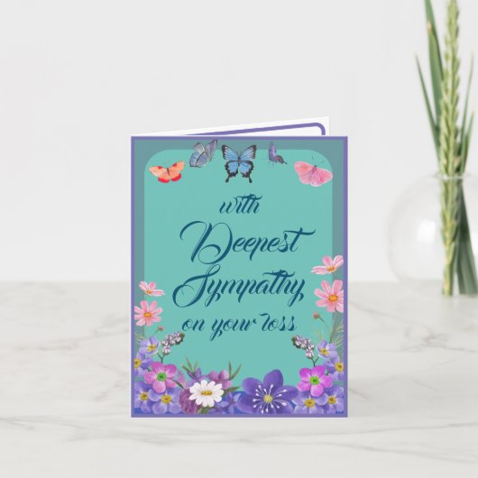 Sympathie Bericht Bloemenvlinders Kaart voor verli (Voorkant)