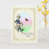 Sympathie bij verlies van neef-, bloemen- en vlind kaart (Gele Bloem)