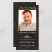 Sympathie Black Leather Gold Photo Funeral Prayer (Voorkant / Achterkant)