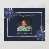 Sympathie Blauw Bloemen Zilver Budget Dank u Foto (Voorkant)