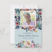 Sympathie Blauw Roze Bloemen Begrafenis Dank u kaa (Voorkant)