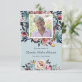 Sympathie Blauw Roze Bloemen Begrafenis Dank u kaa (Staand voorkant)