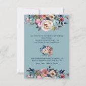 Sympathie Blauw Roze Bloemen Begrafenis Dank u kaa (Achterkant)