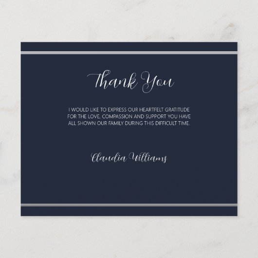 Sympathie blauw wit foto eenvoudig dank u kaart (Achterkant)