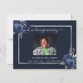 Sympathie blauwe bloemenfoto dank je kaart (Voorkant)