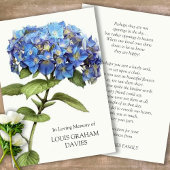 Sympathie Blauwe Hydrangea Begrafenis Dank u kaart