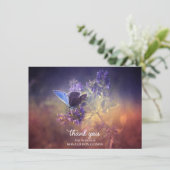 Sympathie blauwe vlinder DANK U | FOTO Bedankkaart (Staand voorkant)