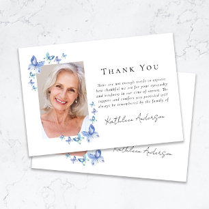 Sympathie Blauwe Vlinders Foto Begrafenis Bedankkaart