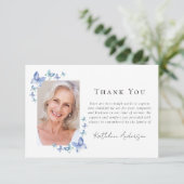 Sympathie Blauwe Vlinders Foto Begrafenis Bedankkaart (Staand voorkant)